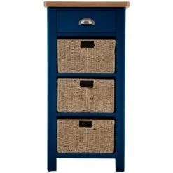 Rutland Blue Painted Oak 1 Drawer 3 Wicker Basket Cabinet 26 Rutland Blue Painted Oak 1 Drawer 3 Wicker Basket Cabinet -Furniture Sale Shop ra c13 tr 11 1