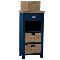 Rutland Blue Painted Oak 1 Drawer 3 Wicker Basket Cabinet 20 Rutland Blue Painted Oak 1 Drawer 3 Wicker Basket Cabinet -Furniture Sale Shop ra c13 tr 2 1