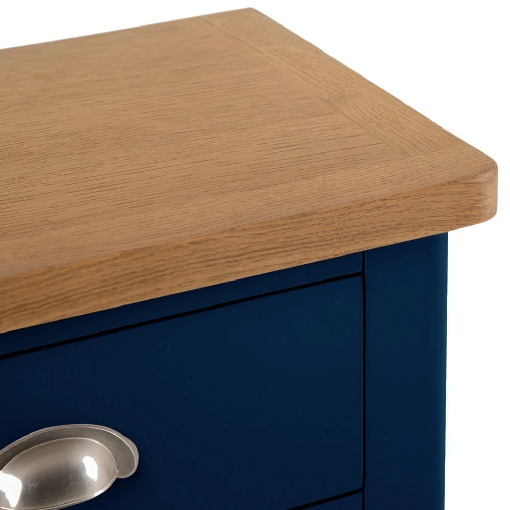 Rutland Blue Painted Oak 1 Drawer 3 Wicker Basket Cabinet 5 Rutland Blue Painted Oak 1 Drawer 3 Wicker Basket Cabinet - Image 3