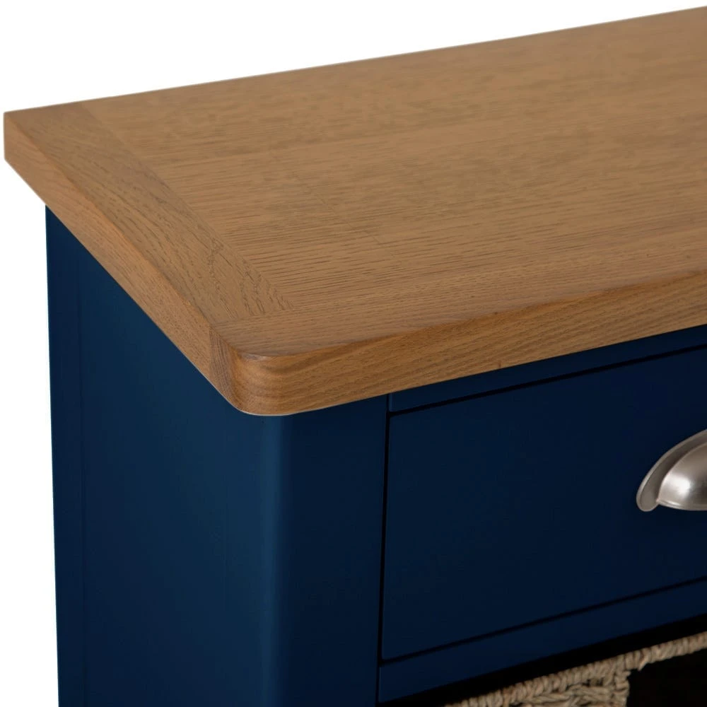 Rutland Blue Painted Oak 1 Drawer 3 Wicker Basket Cabinet 10 Rutland Blue Painted Oak 1 Drawer 3 Wicker Basket Cabinet - Image 8