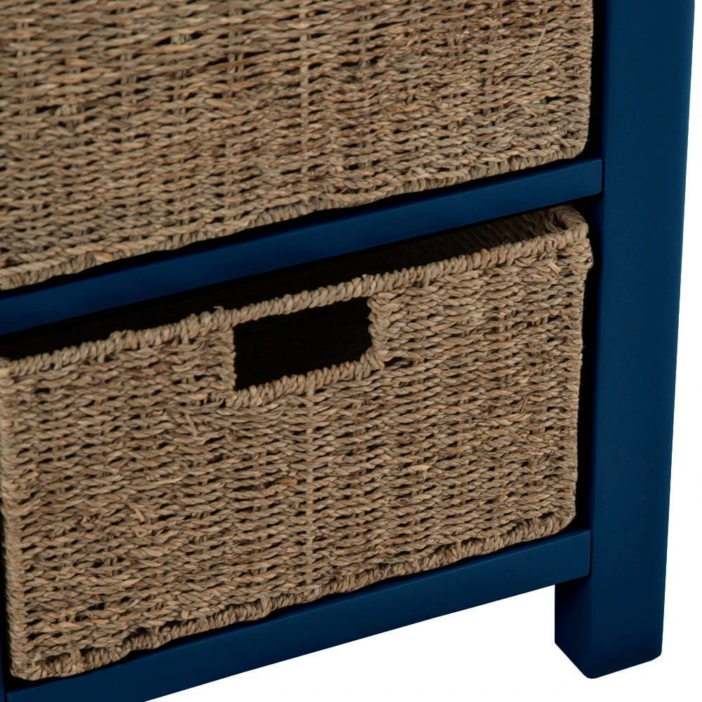 Rutland Blue Painted Oak 1 Drawer 3 Wicker Basket Cabinet 9 Rutland Blue Painted Oak 1 Drawer 3 Wicker Basket Cabinet - Image 7
