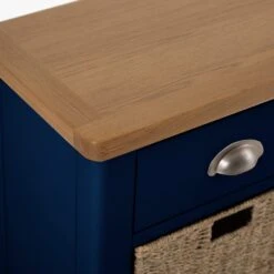 Rutland Blue Painted Oak 2 Drawer 4 Wicker Basket Cabinet -Furniture Sale Shop ra c24 tr 5 1