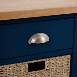 Rutland Blue Painted Oak 2 Drawer 4 Wicker Basket Cabinet -Furniture Sale Shop ra c24 tr 8 1