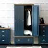 Rutland Blue Painted Oak 2 Door Wardrobe With Drawer -Furniture Sale Shop ra gwr b