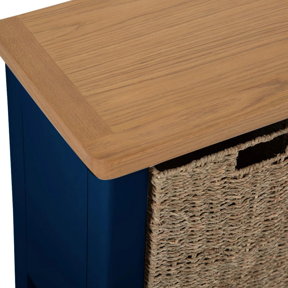 Rutland Blue Painted Oak Hall Bench With Wicker Baskets 11 Rutland Blue Painted Oak Hall Bench With Wicker Baskets - Image 9