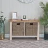 Rutland Painted Oak Hall Bench With Wicker Baskets -Furniture Sale Shop ra hb tr 1