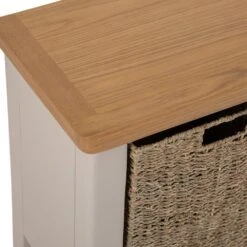 Rutland Painted Oak Hall Bench With Wicker Baskets -Furniture Sale Shop ra hb tr 5