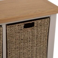 Rutland Painted Oak Hall Bench With Wicker Baskets -Furniture Sale Shop ra hb tr 7