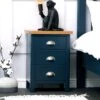 Rutland Blue Painted Oak 3 Drawer Large Bedside Table -Furniture Sale Shop ra lbsc b