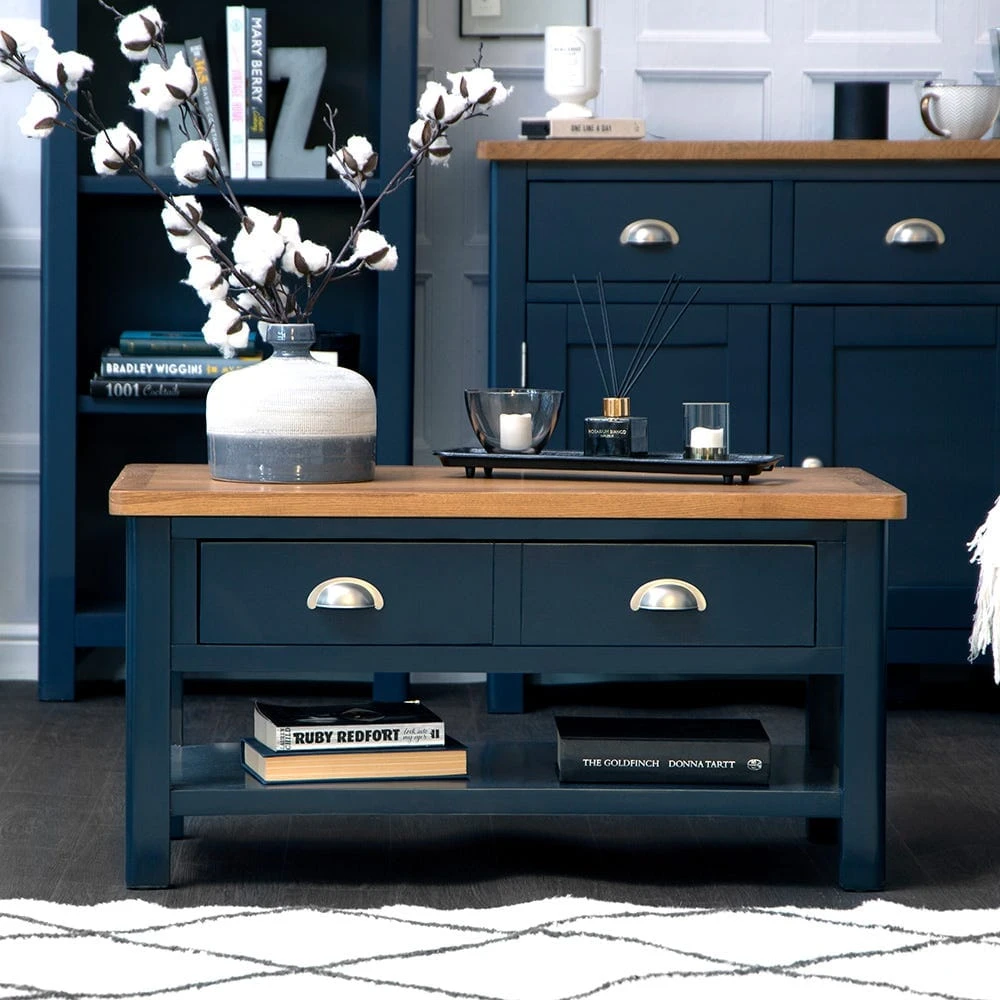 Rutland Blue Painted Oak Large Coffee Table 3 Rutland Blue Painted Oak Large Coffee Table