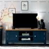 Rutland Blue Painted Oak Large TV Unit -Furniture Sale Shop ra ltv blue