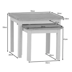 Rutland Painted Oak Nest Of 2 Tables -Furniture Sale Shop ra n2t dims