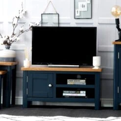 Rutland Blue Painted Oak TV Unit
