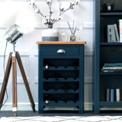 Rutland Blue Painted Oak Wine Cabinet