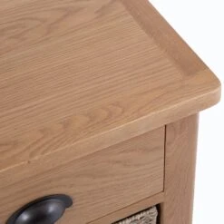 Rutland Oak 1 Drawer 1 Wicker Basket Cabinet -Furniture Sale Shop rao c11 5