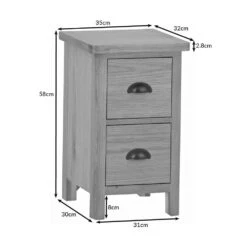 Rutland Oak 2 Drawer Slim Bedside Table -Furniture Sale Shop rao sbsc dims