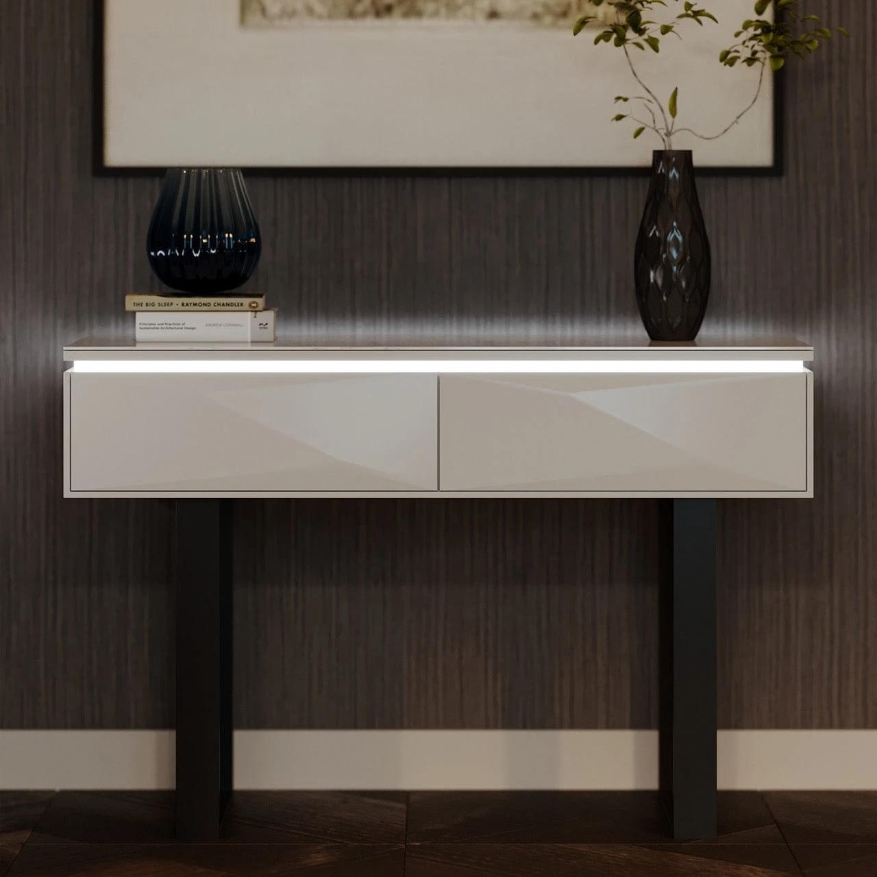 Venice Gloss Grey Console Table With LED Lighting 4 Venice Gloss Grey Console Table With LED Lighting - Image 2