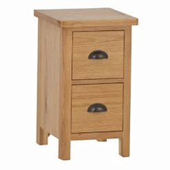 Rutland Oak 2 Drawer Slim Bedside Table -Furniture Sale Shop rutlandoak 144