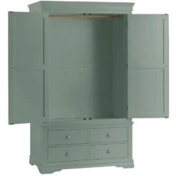 Florence Sage Green Painted 2 Door Wardrobe With Drawers -Furniture Sale Shop sw gwr cg2 9 3