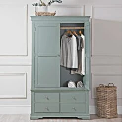 Florence Sage Green Painted 2 Door Wardrobe With Drawers