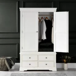 Florence White Painted 2 Door Wardrobe With Drawers