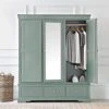 Florence Sage Green Painted 3 Door Wardrobe With Mirror 2 Florence Sage Green Painted 3 Door Wardrobe With Mirror -Furniture Sale Shop sw twr cgn