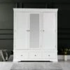 Florence White Painted 3 Door Wardrobe With Mirror 2 Florence White Painted 3 Door Wardrobe With Mirror -Furniture Sale Shop sw twr w