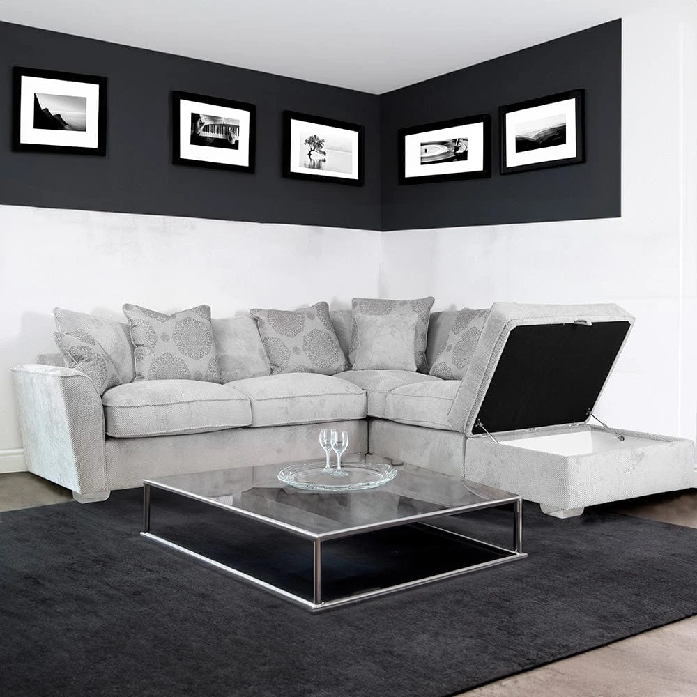 Fantasia Symphony Silver Left Hand Corner Sofa With Footstool 4 Fantasia Symphony Silver Left Hand Corner Sofa With Footstool - Image 2