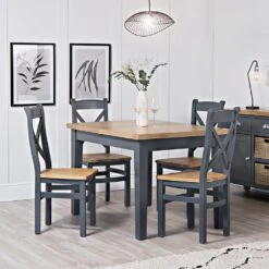 Suffolk Midnight Grey Painted Oak 1.2m Butterfly Extending Dining Table
