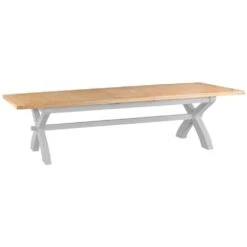 Suffolk Grey Painted Oak 2.5m Cross Extending Dining Table