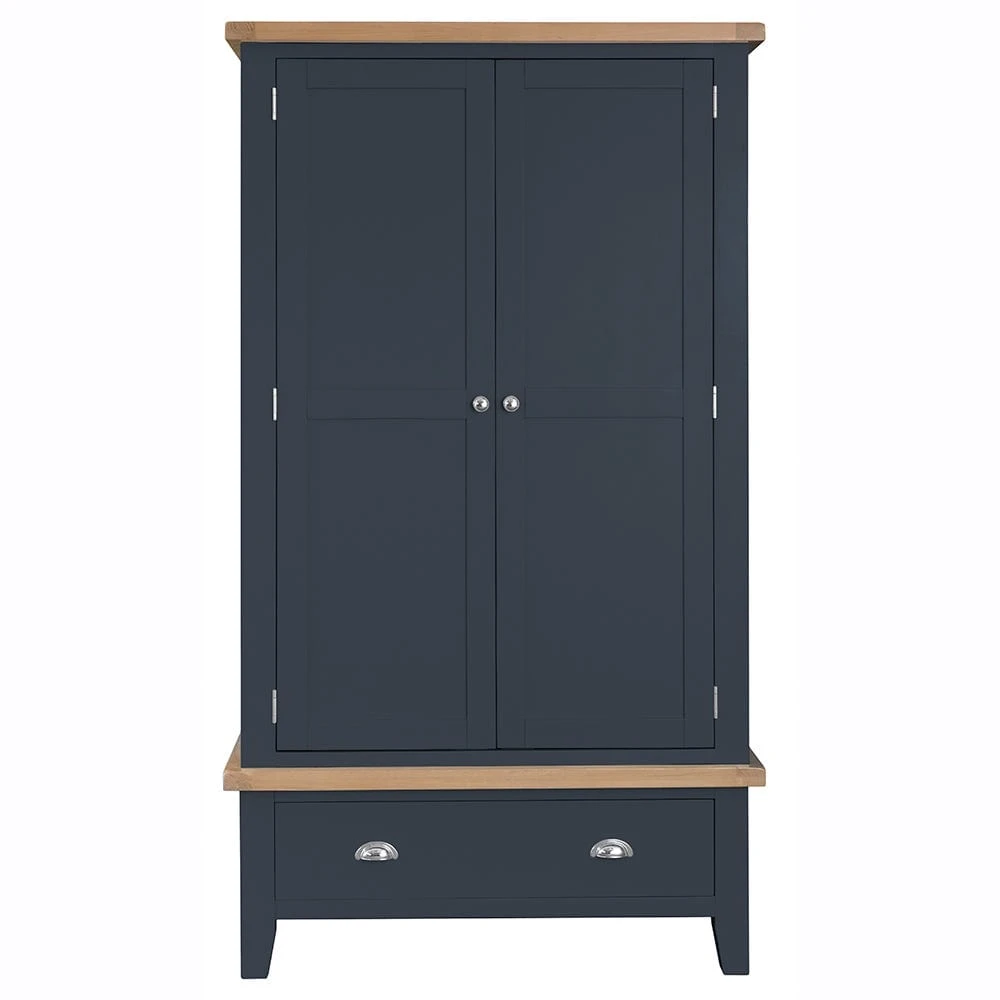 Suffolk Midnight Grey Painted Oak 2 Door Wardrobe With Drawer 11 Suffolk Midnight Grey Painted Oak 2 Door Wardrobe With Drawer - Image 9