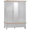 Suffolk Grey Painted Oak 3 Door Wardrobe With Mirror -Furniture Sale Shop tt l3dr grey 10