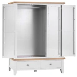 Suffolk White Painted Oak 3 Door Wardrobe With Mirror -Furniture Sale Shop tt l3dr w 5