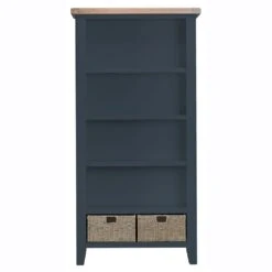 Suffolk Midnight Grey Painted Oak Large Bookcase With Wicker Baskets 9 Suffolk Midnight Grey Painted Oak Large Bookcase With Wicker Baskets -Furniture Sale Shop tt lbc ch 1 1