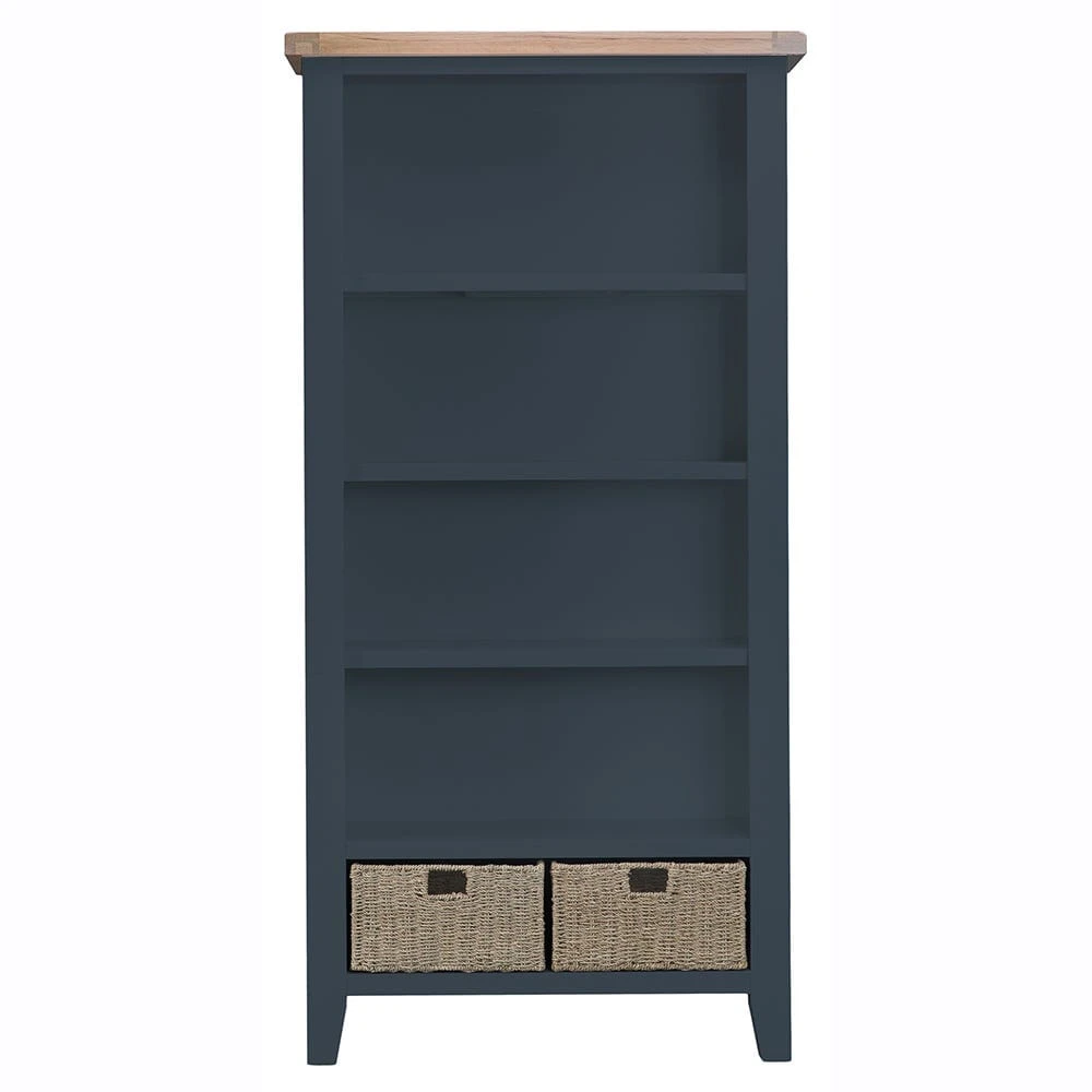 Suffolk Midnight Grey Painted Oak Large Bookcase With Wicker Baskets 6 Suffolk Midnight Grey Painted Oak Large Bookcase With Wicker Baskets - Image 4