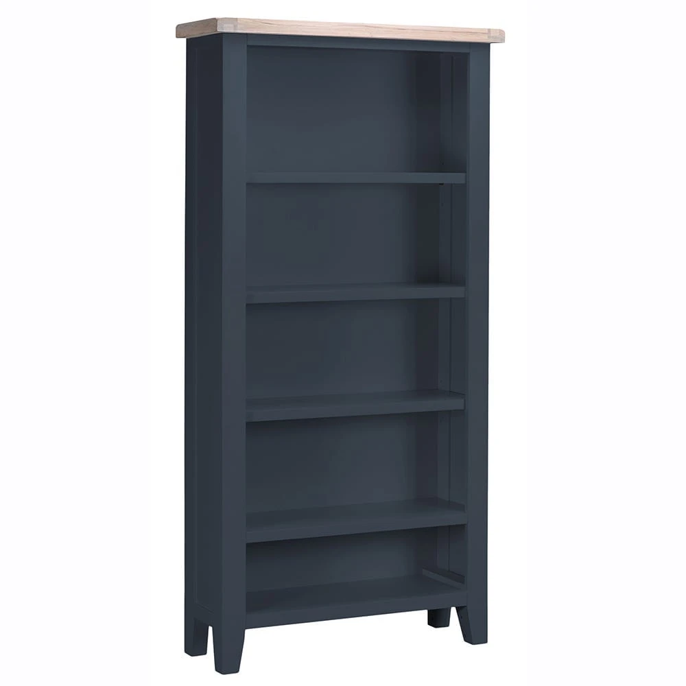 Suffolk Midnight Grey Painted Oak Large Bookcase With Wicker Baskets 5 Suffolk Midnight Grey Painted Oak Large Bookcase With Wicker Baskets - Image 3