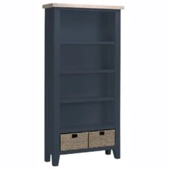 Suffolk Midnight Grey Painted Oak Large Bookcase With Wicker Baskets 7 Suffolk Midnight Grey Painted Oak Large Bookcase With Wicker Baskets -Furniture Sale Shop tt lbc ch 3