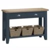 Suffolk Midnight Grey Painted Oak Large Console Table With Wicker Baskets -Furniture Sale Shop tt lcon ch 1