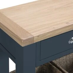 Suffolk Midnight Grey Painted Oak Large Console Table With Wicker Baskets -Furniture Sale Shop tt lcon ch 6