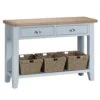 Suffolk Grey Painted Oak Large Console Table With Wicker Baskets -Furniture Sale Shop tt lcon g 1