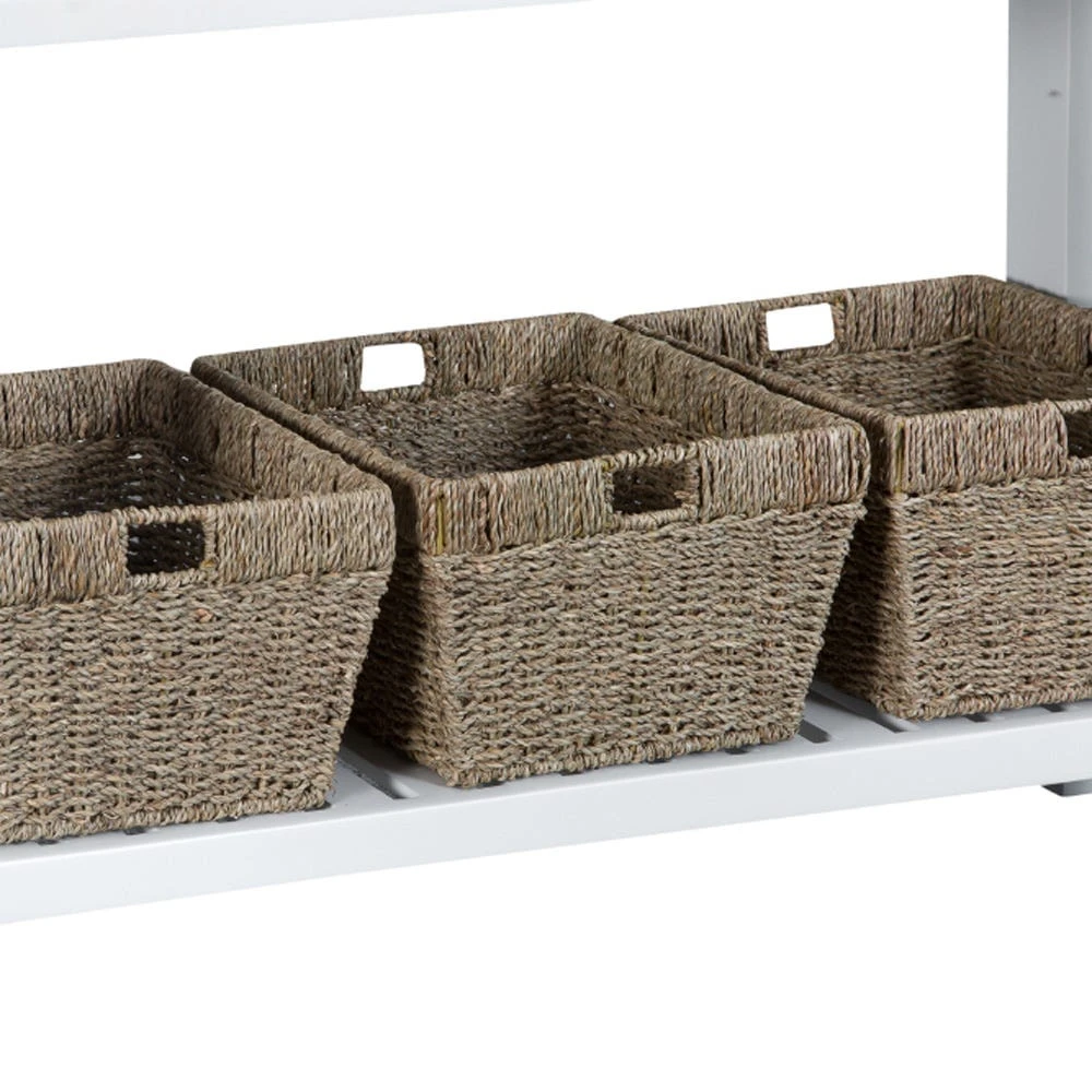 Suffolk White Painted Oak Large Console Table With Wicker Baskets 5 Suffolk White Painted Oak Large Console Table With Wicker Baskets - Image 3