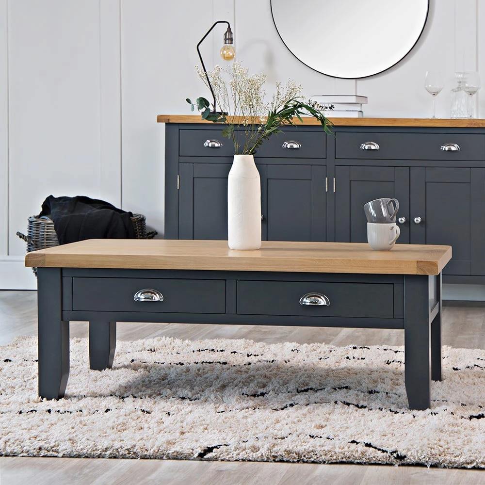 Suffolk Midnight Grey Painted Oak Large Coffee Table 3 Suffolk Midnight Grey Painted Oak Large Coffee Table