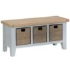Suffolk Grey Painted Oak Large Hall Bench With Wicker Baskets 1 Suffolk Grey Painted Oak Large Hall Bench With Wicker Baskets -Furniture Sale Shop tt lhb g 1