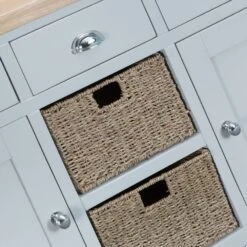 Suffolk Grey Painted Oak 2 Door Large Sideboard With Wicker Baskets -Furniture Sale Shop tt ls g 10