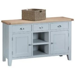 Suffolk Grey Painted Oak 2 Door Large Sideboard With Wicker Baskets -Furniture Sale Shop tt ls g 7