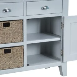 Suffolk Grey Painted Oak 2 Door Large Sideboard With Wicker Baskets -Furniture Sale Shop tt ls g 8