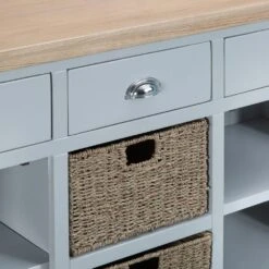 Suffolk Grey Painted Oak 2 Door Large Sideboard With Wicker Baskets -Furniture Sale Shop tt ls g 9