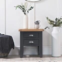 Suffolk Midnight Grey Painted Oak Lamp Table