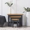 Suffolk Midnight Grey Painted Oak Nest Of 3 Tables -Furniture Sale Shop tt no3 ch