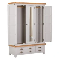 Hampshire Grey Painted Oak 3 Door Wardrobe With Mirror -Furniture Sale Shop wxf p25 2